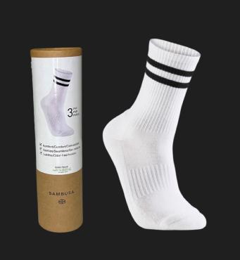 Bambusa tennisstrømper, hvid, 3 par
